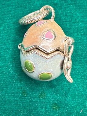 Enamel Egg Charm Pendant in Peach, Pink & Green